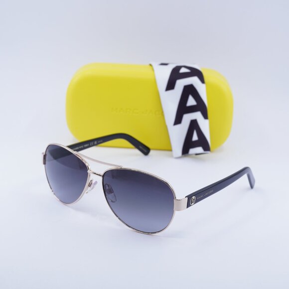 Marc Jacobs MARC 699/S 0RHL 9O Sunglasses Gold/Black Aviator Frame, Grey Lenses - Picture 10 of 10